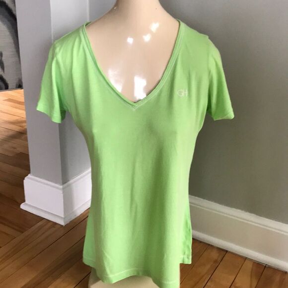 Gilly Hicks bright lime v neck short sleeve T, Sm - Picture 1 of 5